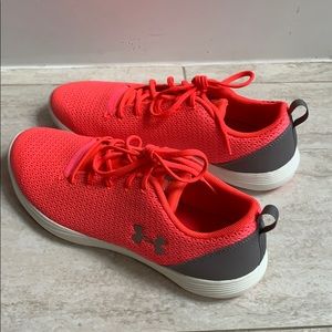 neon pink/orange under armor sneakers